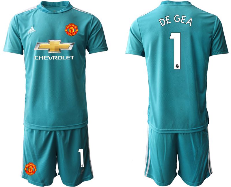 Men 2020-2021 club Manchester United lake blue goalkeeper #1 Soccer Jerseys